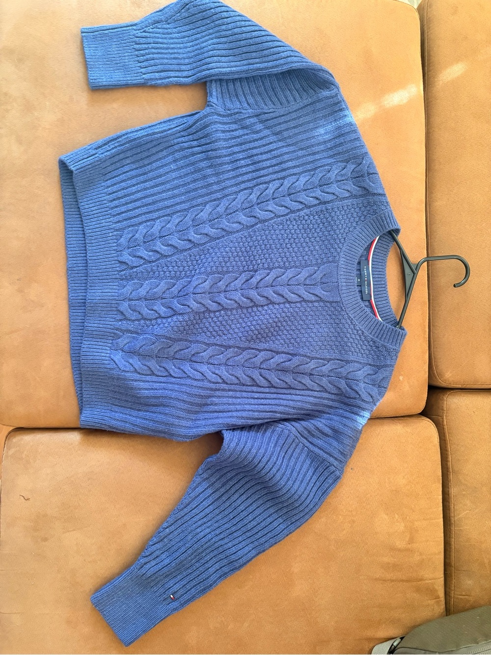 Tommy Hilfiger Blue Mixed Cable Knit Crewneck Sweater Size M